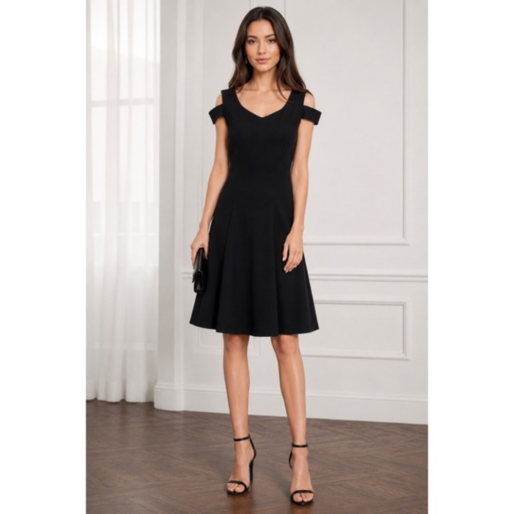 NWT Thanth Dress Sz M Black LBD Shoulder Cut‎ Out Goth Minimalist Witch